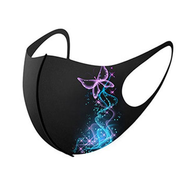 

designer christmas ice face silk print butterfly fashion mouth mask dustproof sunscreen black foutletb6s