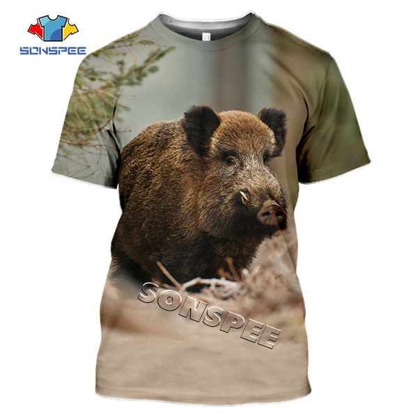

summer hunting wild boar animals 3d print shirts harajuku aesthetic comics men clothing