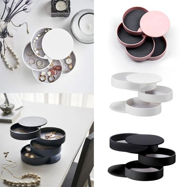 

4 layer 360 degree rotating wooden jewelry storage box jewelry accessory organizer necklaces bracelets rings earrings holder