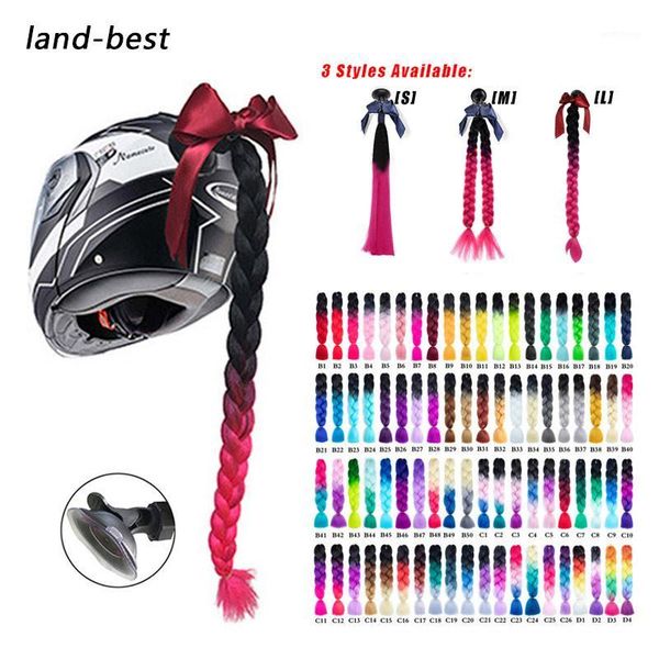 

2019 new motorcycle helmet braids woman braids wig for motorbike helmets 17 colors twist dual pigtail ponytail with sucker bow1