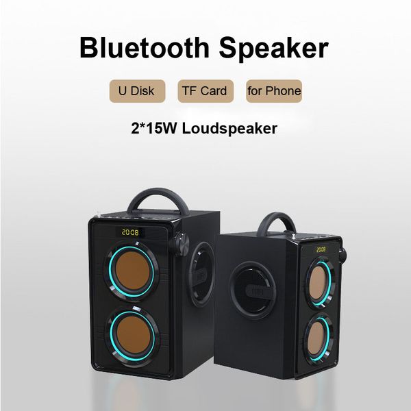 Altoparlante Bluetooth intelligente da 30 W con maniglia per telecomando Cassa di risonanza stereo portatile Hi-Fi Altoparlante quadrato da palco Radio FM Disco USB TF