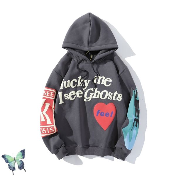 

2021 new foam smiley round neck plus velvet hoodies sweatshirt men women kanye bulging print graffiti european american hoody 2aa9, Black