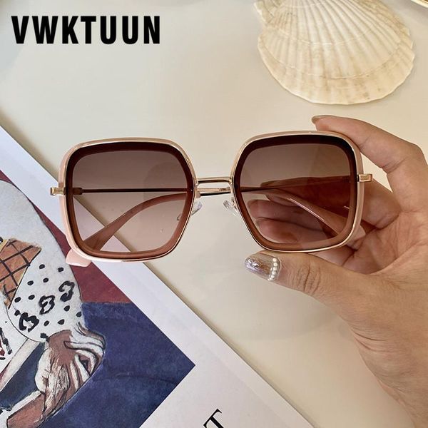 

sunglasses vwktuun square women oversized double line luxury shades uv400 vintage points sport driving eyewear gradient glasses, White;black