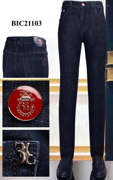 

men's jeans winter thick cowhide men 2021 fashion british cotton embroidery business pattern zipper big size 31-401, Blue