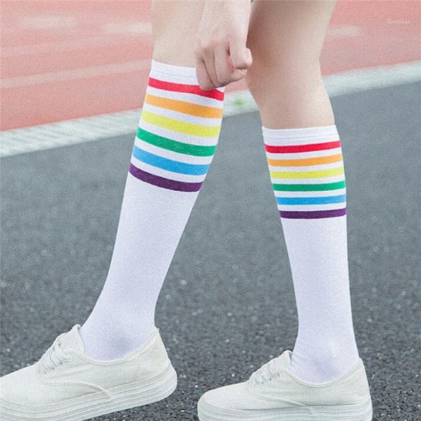 

cotton student knee high socks for girls boys stripes school style white socks skate children long tube leg warm cheerleader1, Black;white