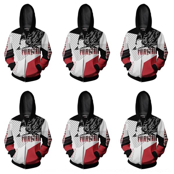 

mmhxs the tail of goblin zipper the new anime sweater 3d sweater printed cardigan zipper hooded week cosplay cover u5gii, Black