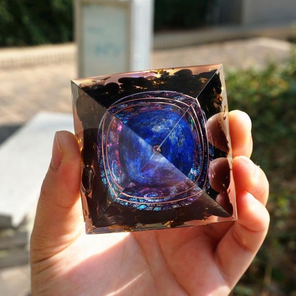

handmade lapis lazuli sphere obsidian orgone pyramid 60mm handma jllvoi, Black