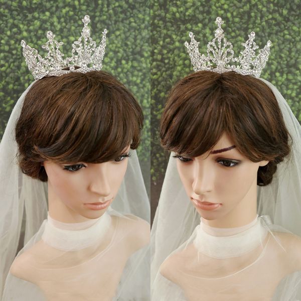 

tmsilver simple round hollow diamond princess crown bridal headdress elegant wedding studio accessories m, Silver