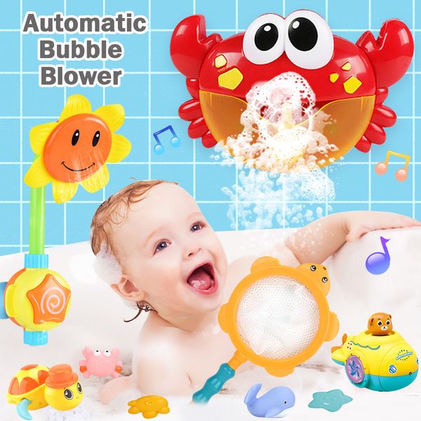 Outdoor Bubble FrogCrabs Baby Bath Toy Bubble Maker Nuoto Vasca da bagno Sapone Macchina Giocattoli per bambini con musica Acqua giocattolo LJ200908