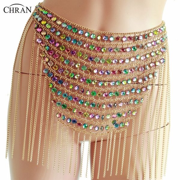 

chran tassels sequin body chain rainbow beaded gold chain skirt mesh belly dance chain t200507, Slivery;golden
