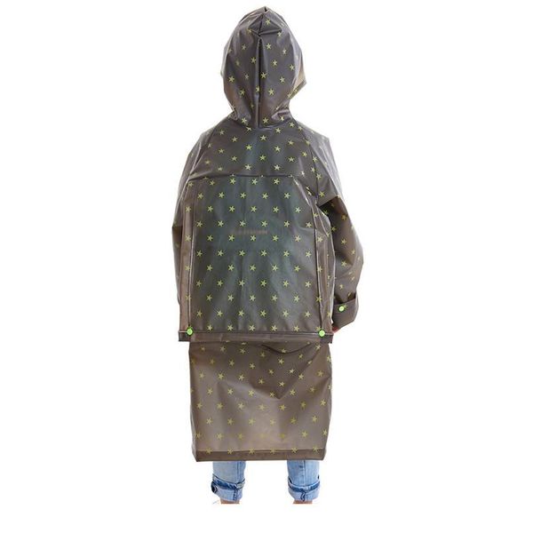 

yuding new waterproof children fashion stars full printing long kids hooded school bag raincoat with handbag for bo bbynim