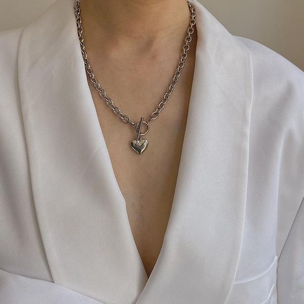 

non-fading stainless steel romantic heart necklaces simple choker necklace 2020 new party gift charm jewelry gift, Golden;silver