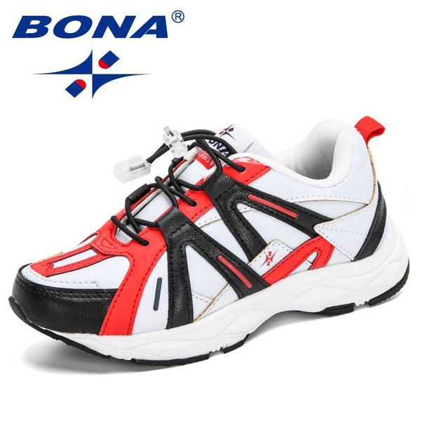 

bona 2020 new designers boys girls trendy sneakers casual fashion shoes non-slip children sport shoes kids walking footwear s, Black