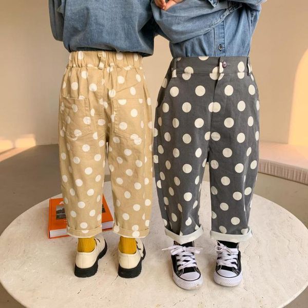 

new 2021 spring kids trousers dot print boys harem children clothing girls casual long pants kcmq, Blue
