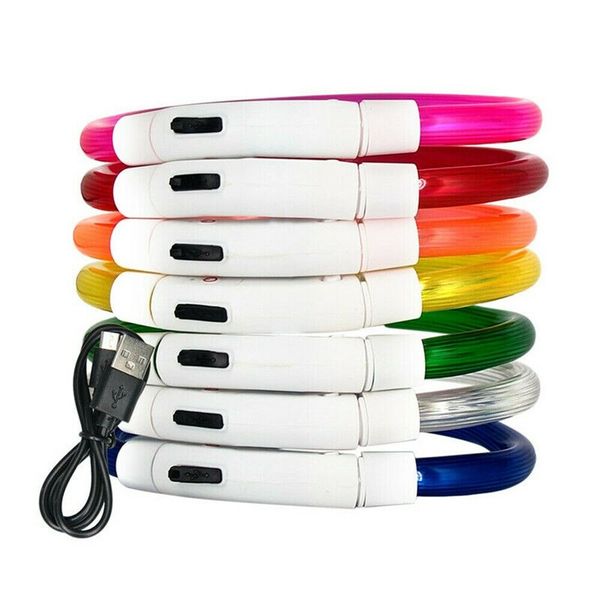 

красный синий желтый зеленый синий usb charge сид освещенные силикона ошейник luminous pet ожерелье glow безопасности night