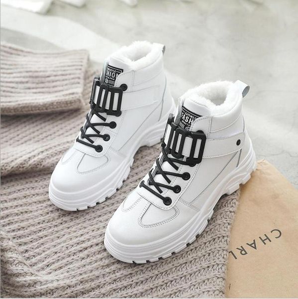 

2021 new women winter snow boots fashion style high-shoes casual waterproof warm female white black boots