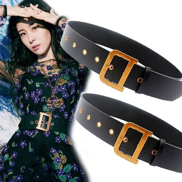 

belt woman punk wide gold buckle leather belts for women jeans black white ladies waist belt female waistband, Black;brown