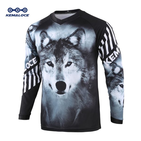 Moto Race Mountain Bike Motocross Jersey Black Wolf BMX DH рубашка Одежда с длинным рукавом дышащая быстрый сухой спуск MTB Jersey 201031