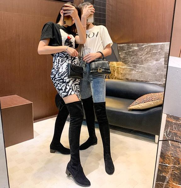 

women boots over the knee winter snow booties black grey beige brown stretch womens boot keep warm size 34-40 02