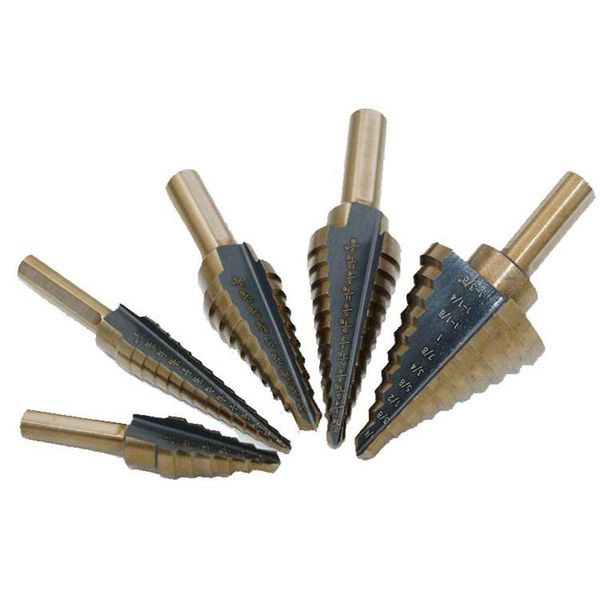 

5pcs step cone drill set drill bits for metal tool box hole cutters power cones hss high speed steel mu wmtdbv homes2011