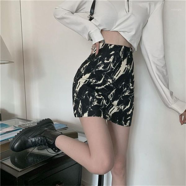 

2020 women skirt high waist tie dye black mini skirt a-line fashion all-match female short1