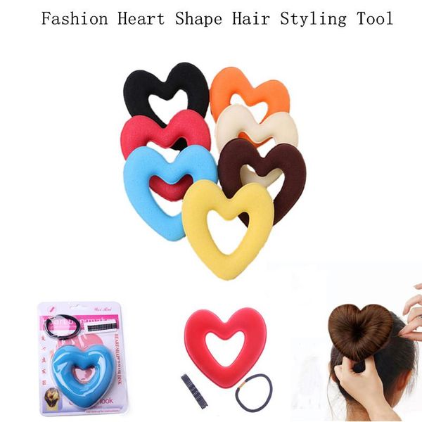 

1 set fashion heart shape hair styling tool hair bands for women girls sponge bract head meatball ring donut hair accessories swy wmtrpg