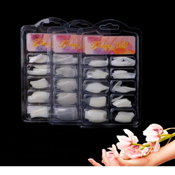 

100pcs natural/clear french acrylic false nail art fingernail full/half tips box for finger plastic manicure a jllwum, Silver
