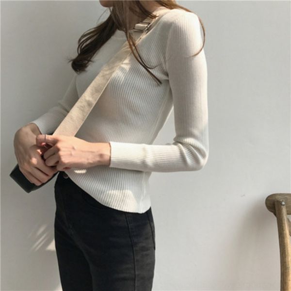 

6ghnd rabbit флис ядро ​​вращаться pulloversweater пуловеры универсален осень зима 2019 новый корейский пряжи шеи цвет цельный пуловер slim, White;black