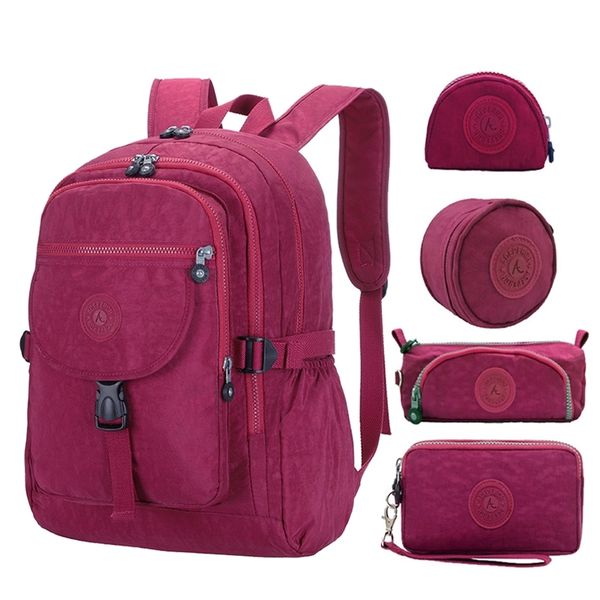

5pcs/set aceperch girls teenagers school bags boys school backpack women daypack backpack student travel lapbackpack mochila y200615