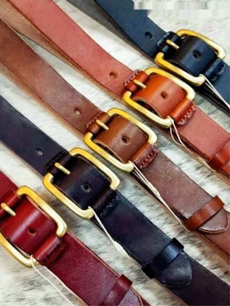 

c1l1y leather first cowhide men's one layer washed japanese vegetable wide belt copper4.0 tanned men's first layer cowhide belt ye, Black;brown