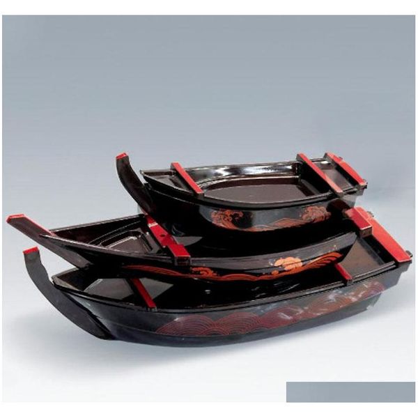

35/48/53cm simple japanese abs plate black sashimi boat serving tray japanese restaurant sushi boat za6262 pimux