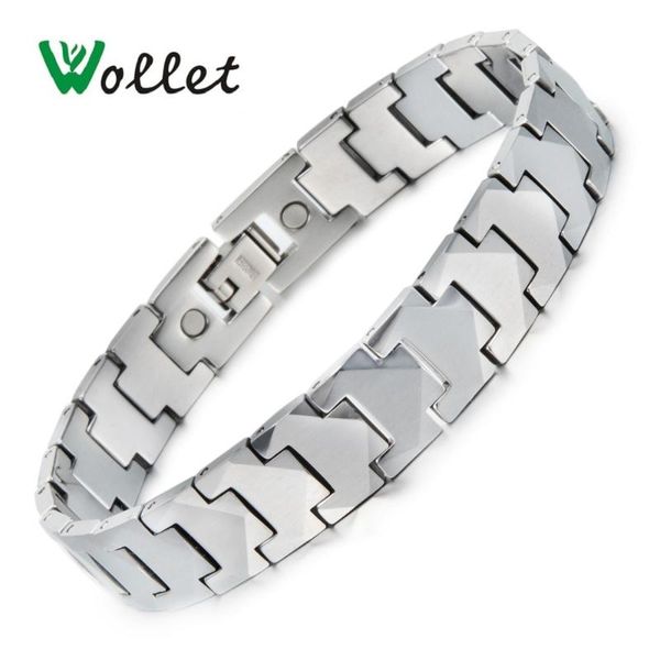 

wollet jewelry healing energy tungsten magnetic bracelet bangle for men silver metallic color magnet, Black
