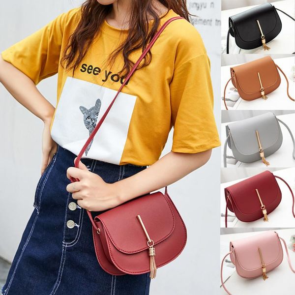 

women shoulder messenger bags 2020 famous brands solid color tassel banana crossbody bag fashion beach pack sac main femme bolsa