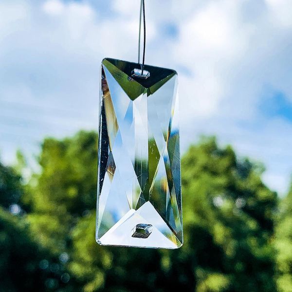 

5pcs 50mm rectangle transparent crystals pendants chandelier glass crystals lamp prisms hanging ornament parts drops 2 holes h jllhou