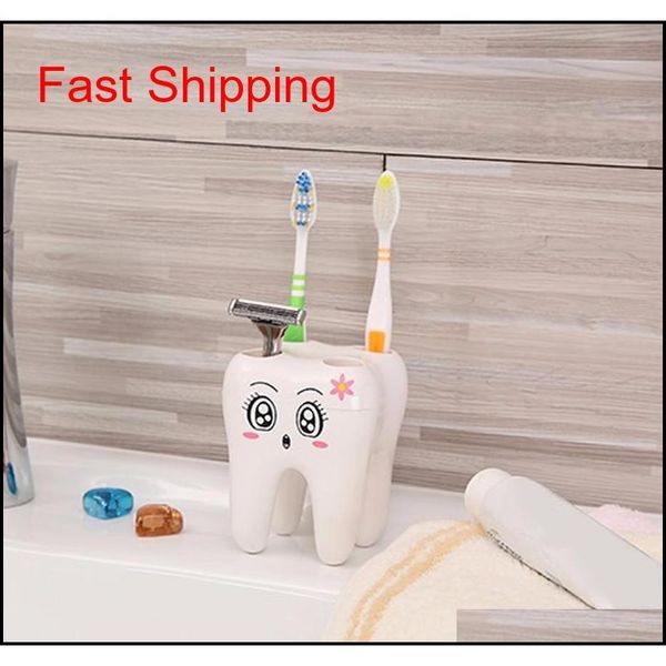 

cartoon teeth shape 4 holes toothbrush holder stand brush rack tooth brush shelf shaving razor storage holder for ba qylcmh packing2010