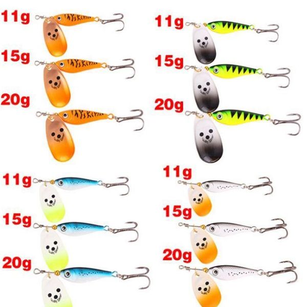 

1pcs 11g/15g/20g hooks spinner spoon metal rotating fishing lure sequins bait wobblers bass trout perch pike fishin sqckfk