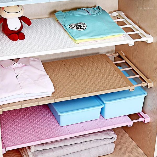 

50*24cm adjustable closet organizer storage shelf wall mounted diy wardrobe/kitchen storage holders racks plastic layer/dividers1