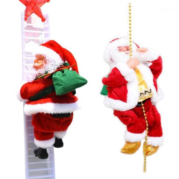

christmas decorations here comes the santa claus musical climbing decor tree xmas figurine ornament kids gift novelty party supplies1