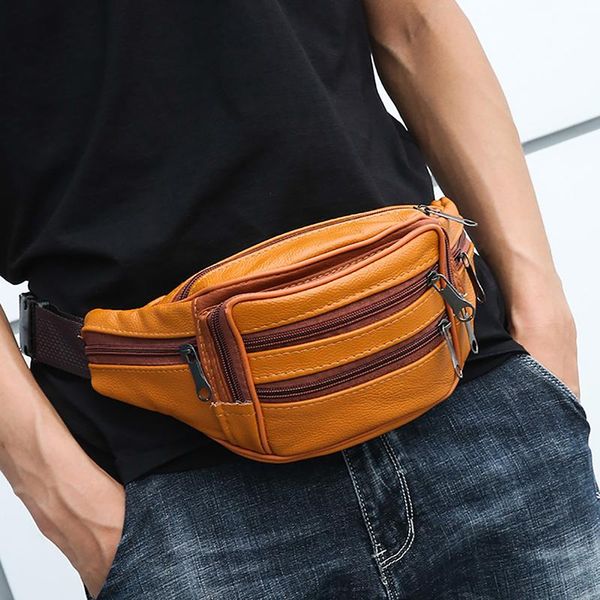 

lkeep brand fashion men genuine leather waist packs men organizer travel waist pack necessity belt mobile phone bag