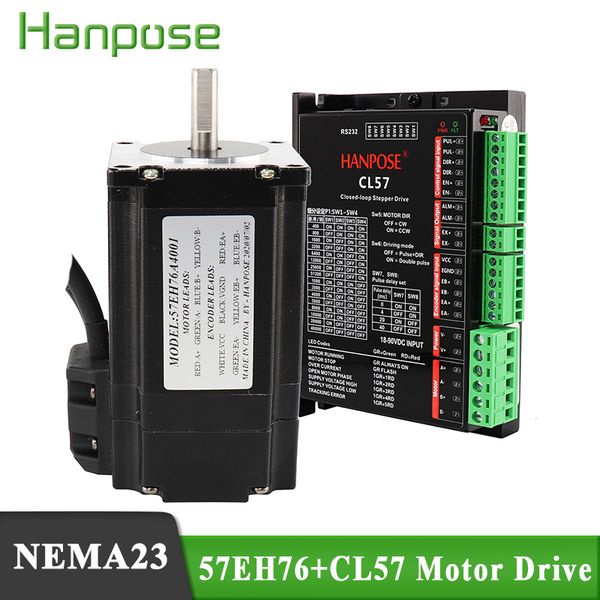 

hybrid step-servo motor nema 23 4a 2.2n.m stepper motor 57eh76 + cl57 closed loop servo driver cnc controller kit