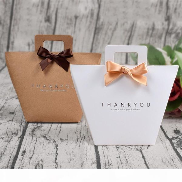 

upscale white bronzing "thank you" candy box blank kraft paper bag wedding favors gift box package birthday party favor bags