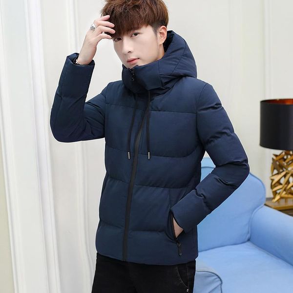 

2020 style men's cotton coat thick warm jacket casual hooded short, Black