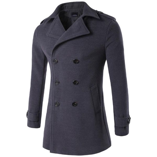 

men's wool & blends winter boys jacket long overcoat men woolen coats double breasted sleeve mens oversized blend coat gray 4xl 3xl, Black