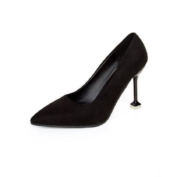 

2021 korean version of the new ladies spring and autumn cat with single shoes pointed fashion high heels9cm, Black