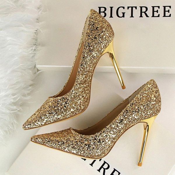 

2020 new women shoes sequin pointed high heels wedding shoes women heels party stiletto chaussures femme #b03c, Black