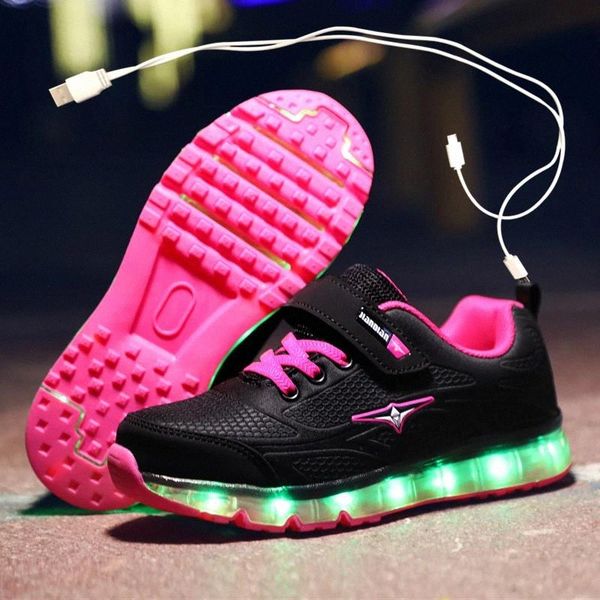 

2020 fashion brand girls boys flash lamp shoes for children led light sneakers usb rechargeable casual sport glowing shoes #hs8h