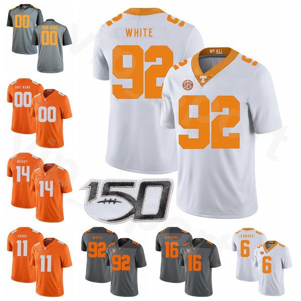 Homens Mulheres Crianças NCAA College Tennessee Voluntários Futebol 92 Reggie White Jersey 16 Peyton Manning 6 Ain Kamara 14 Eric Berry Joshua Dobbs