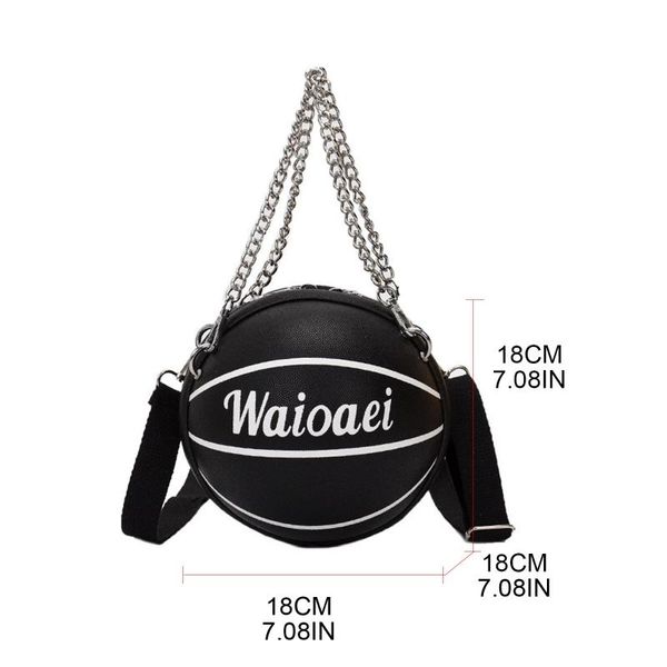 

женщины баскетбол круглого pu кожи плечо crossbody сумка tote цепь satchel 517d