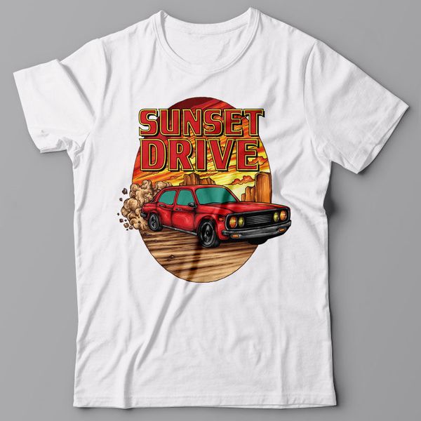 

print novelty funny t shirt graphic tee sunset drive automotive car tee shirt summer style t shirt men sport hooded sweatshirt hoodie
