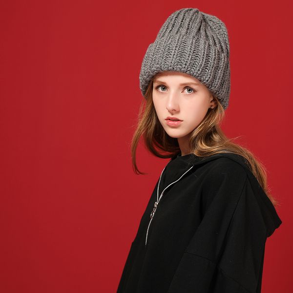 

flb] вязальная шерсть шар skullies шапочка повседневного streetwear толстой теплая шапка шапка женщина осень зима мило шлем beanie 17042 20, Blue;gray
